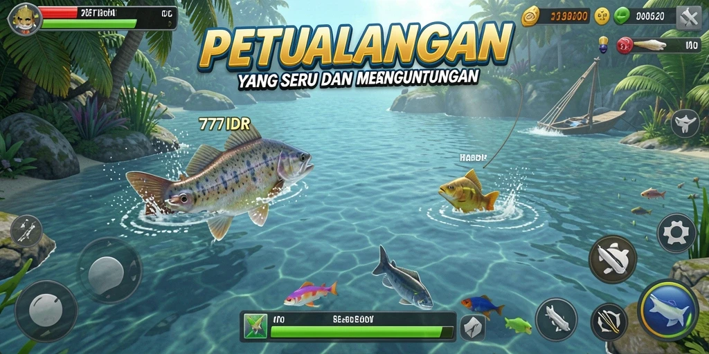 Screenshot gameplay 777IDR yang menampilkan aksi memancing seru.