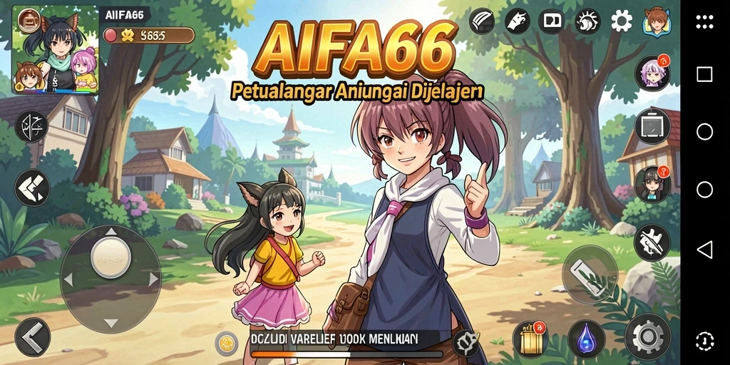 Tangkapan layar utama AIFA66 menampilkan karakter anime beraksi.