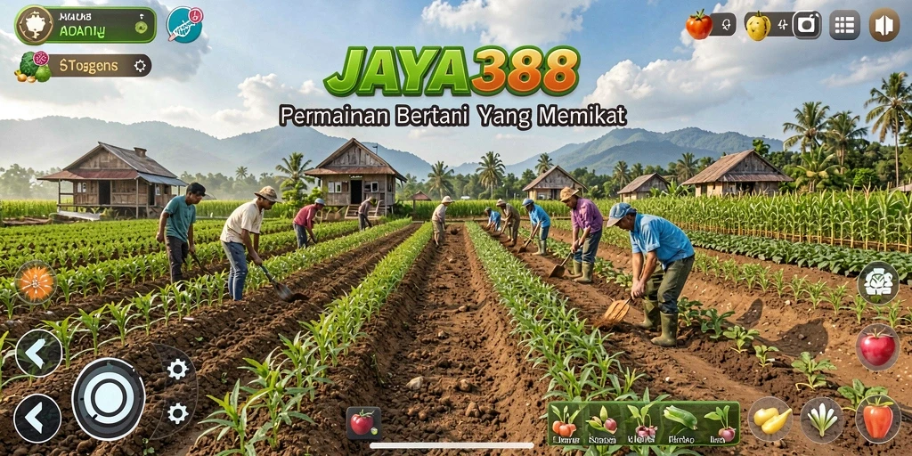Screenshot gameplay JAYA388 menampilkan aktivitas bertani yang seru dan dinamis.