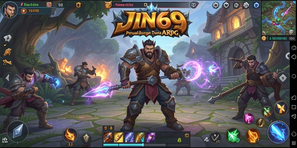 Screenshot gameplay menunjukkan aksi mendebarkan dalam JIN69.