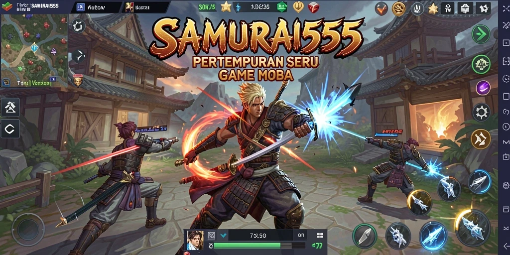 Tampilan seru gameplay SAMURAI555 saat pertempuran berlangsung.