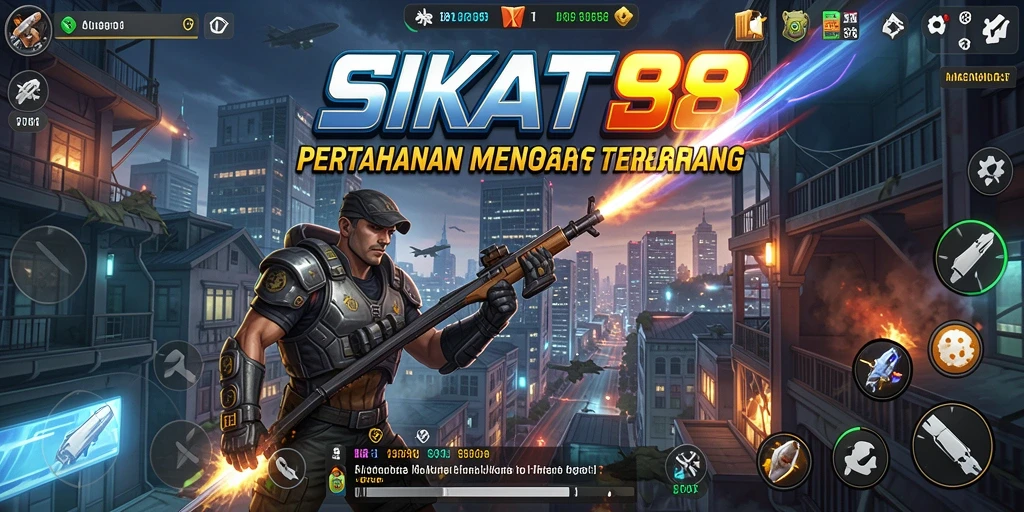 Tampilan gameplay SIKAT88 dengan strategi menara yang seru.