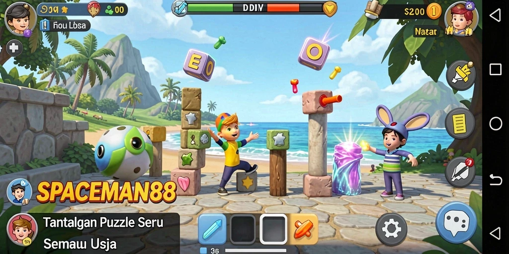 Tampilan gameplay Puzzle SPACEMAN88 yang seru dan menantang.