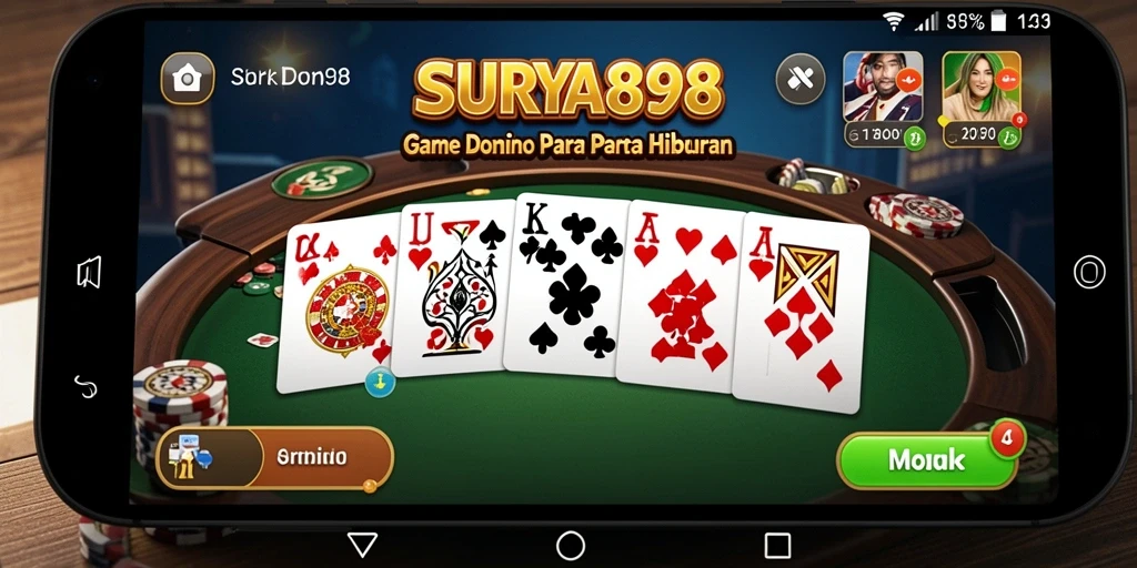 Screenshot permainan Domino SURYA898 yang penuh aksi dan keasyikan.