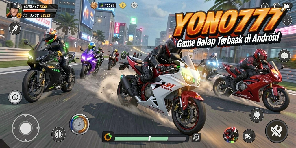 Screenshot YONO777 menampilkan aksi balap motor yang mendebarkan.