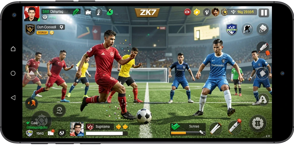 Tampilan gameplay menarik dalam ZK7 dengan aksi olahraga yang mendebarkan.